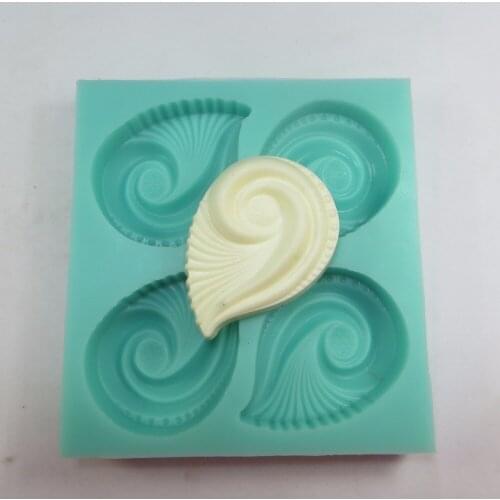 PRZY Silicone Mold Wind Conch Shape 4 Hole Cake Decoration Handmade Shell Soap Candle Mould Aroma Stone Mold Silicone Rubber 001
