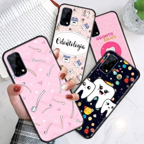 Dentist Teeth Cartoon For Realme V15 X50 X7 X3 superzoom X2 C17 C11 C3 7i 7 6i 6S 6 5 Narzo 20 5G Pro Soft Phone Case