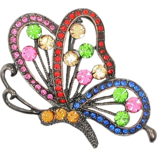 Rhinestone Brooch new Fashion beauty Women Zinc Alloy crystal exquisite Butterfly insect pins hot sale party Gift man