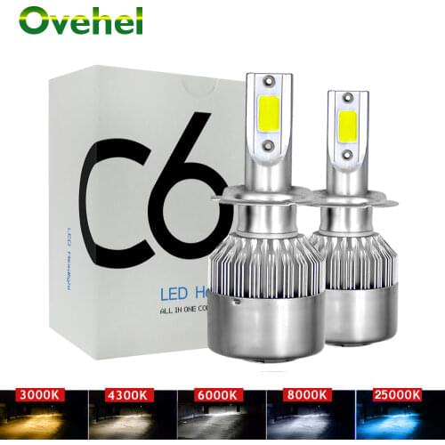 OVEHEL Led Headlight H7 LED H4 Bulb H1 H3 H11 9005 5202 9006 9004 9007 9012 3000K 4300K 6000K 8000K Auto Lamps Fog Car Lights C6