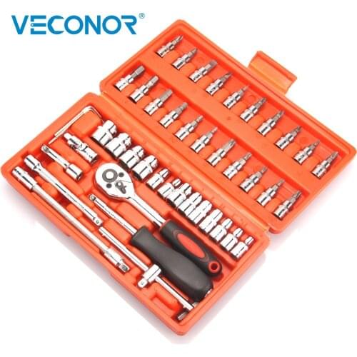 1/4" Ratchet Wrench Spanner Set of Multitools Socket Wrench Socket Screwdrivers Keys Set Hand Tools