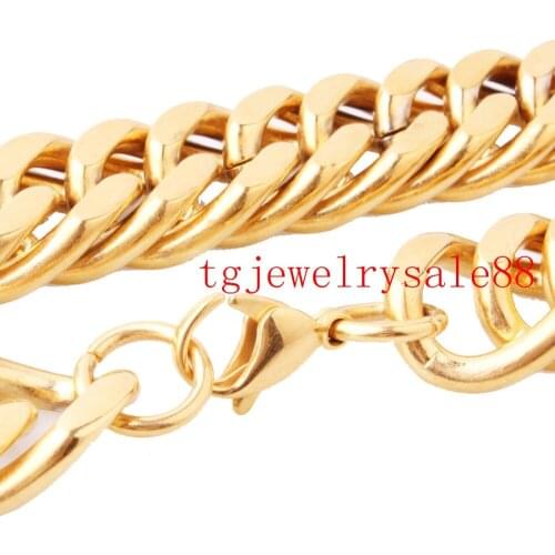 Heavy Huge 18mm Wide Stainless Steel Gold Tone Cuban Curb Link Chain Strong Mens Womens Fashion Bracelet Or Necklace 7-40inch