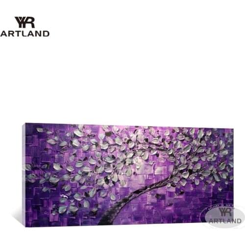 Home decoration Hand-painted oil painting backdrop colors purple thick oil flowers for living room bedroom wall art pictures