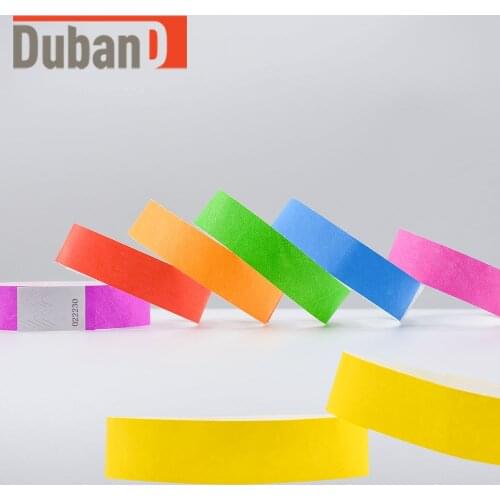 100PCS Tear-Resistant Waterproof DuPont Tyvek Paper Wrist Strap Party Bracelet Multicolored Event Ticket Wristbands