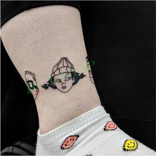 Waterproof Temporary Tattoo Sticker Faces Cartoon Boy and Girl Glasses Cute Hat Flash Tatoo Fake Tatto Body Art for Woman Men