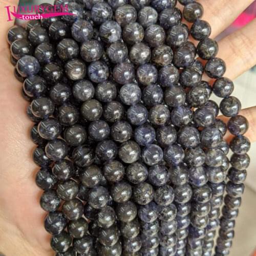 High Quality Natural Cordierite Stone Round Shape Loose Spacer Smooth Beads 6/8/10mm DIY Jewelry Accessory 38cm sk78