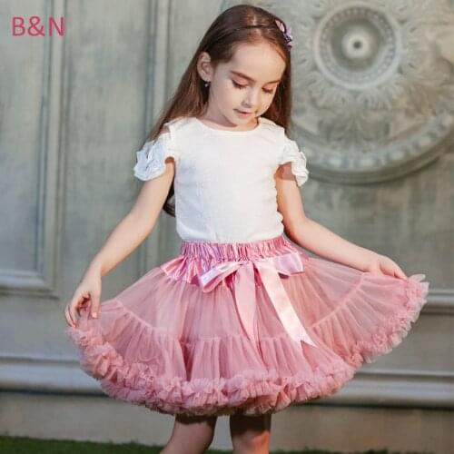 Buenos Ninos Girls Tutu Skirt Ruffle Fluffy Chiffon Soft Fabric Princess Pettiskirt 2019 New 21 Colors For 2-10 Years
