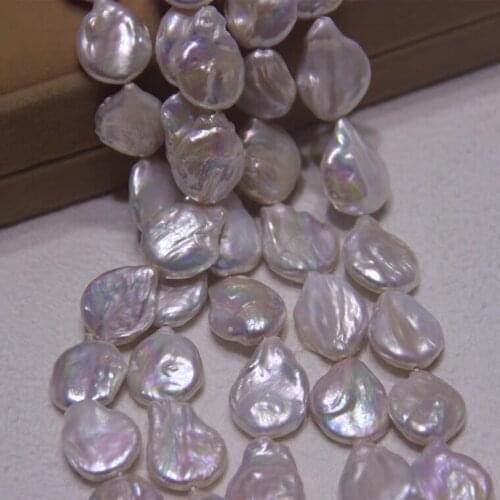 Hot Cheap 16-18mm Big Size Button Shape Loose Pearl Necklace Real Pearl Strand String 38cm Long DIY Jewelry Necklace/Bracelet