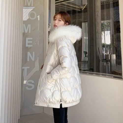 Laser Dazzling Bright Surface Parka Women Long Winter Down Cotton Jacket 2021 New Hooded Glossy Cotton Coats Female Long Outwear