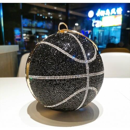Rhinestone Basketball Football Evening Bag Women New Designer Creative Round Ball Clutch Dinner Purse High Quality Personality
