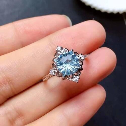High Quality Blue Topaz Luxurious Ring S925 Pure Silver Fine Fashion Wedding Charming Jewelry for Women Free Shipping