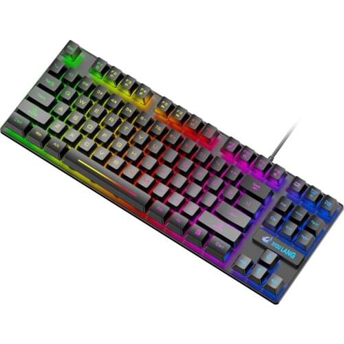 ZIYOULANG K16 87 keys Mechanical Feeling Keyboard Gamer Keyboard USB Wired RGB Rainbow Backlit Keyboard For Laptop Home Office