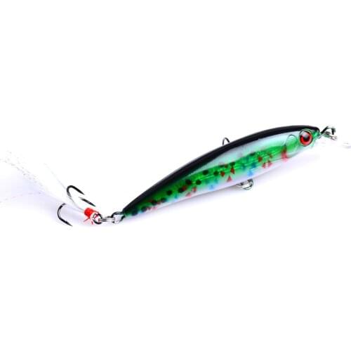 1PCS Minnow Fishing Lure 9cm 7g isca Artificial Hard Crankbait Wobbler Baits with Feather Artificial Pike Carp Fishing Tools