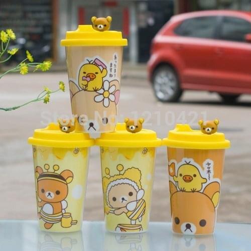 1pcs Ceramic cup Coffee Mug with Silicone Lid - Rilakkuma