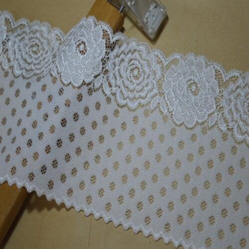 14cm 2yds/lot white floral calico Hair Decoration Elastic Stretch Lace Trim wedding dress skirt lace trim 1722604