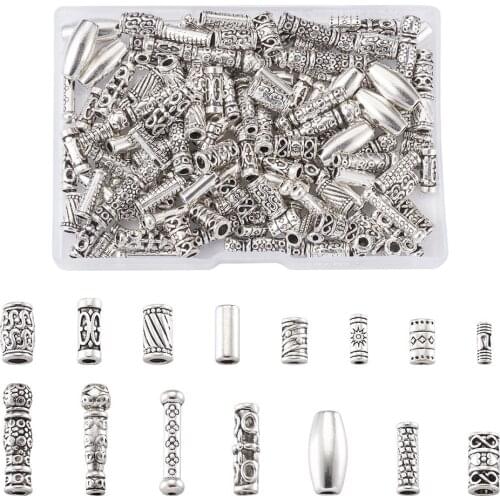 150pcs/box Tibetan Antique Golden/Silver Color Metal Beads Column Tube Shape Spacer Beads Charms DIY Bracelets Jewelry Findings