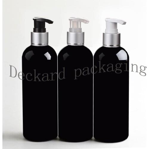 20PCS 300ml black Round shampoo press pump bottle plastic PET Empty Soap Shampoo Pump Round Bottle Lotion Shower GEL bottle