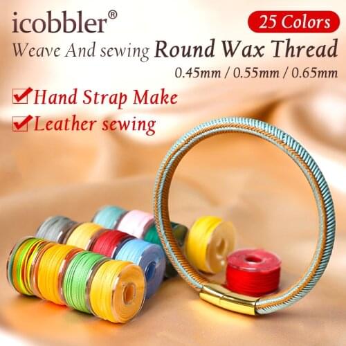 25 Colors Sewing Waxed Round Thread Polyester, Hand Rope Make Leather Stitching Repair Shoes Weave Knitting DIY 0.45/0.55/0.6mm