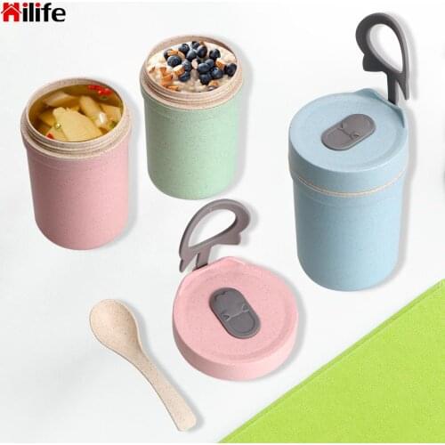 330ml Breakfast Cup Leakproof Meal Prep Bento Box Eco-Friendly Soup Box Sealed Wheat Straw Portable Kids Lunchbox