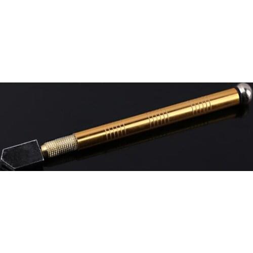6-12mm Glass Cutter Heavy Duty Golden Handle Pencil Style Oil Feed Carbide Tip Glass Cutter Cutting Tools for Tiles/Mirror