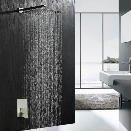 Beiluode Bathroom Shower 304 Stainless Steel Shwoer Head Top Spray Control Valve System Rainfall Sprayer Square Mixer Tap LA1004