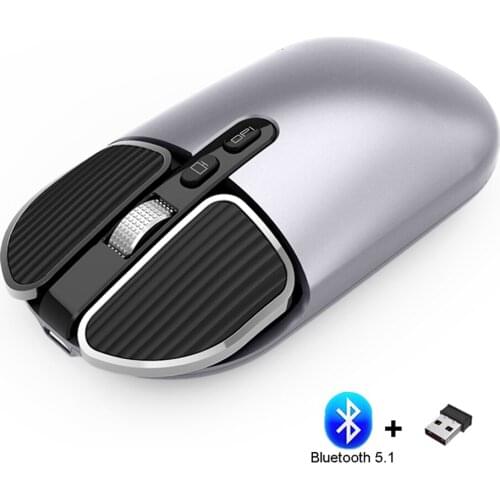 BT5.1+2.4G Wireless Dual Mode Rechargeable Mouse Optical USB Gaming Computer Charing Mause PC Mouse for Mac ipad Android