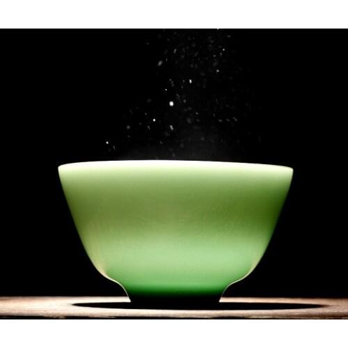 Longquan celadon kungfu tea set simple small tea cup ceramic tea cup handmade Master Cup single cup water cup tea cup