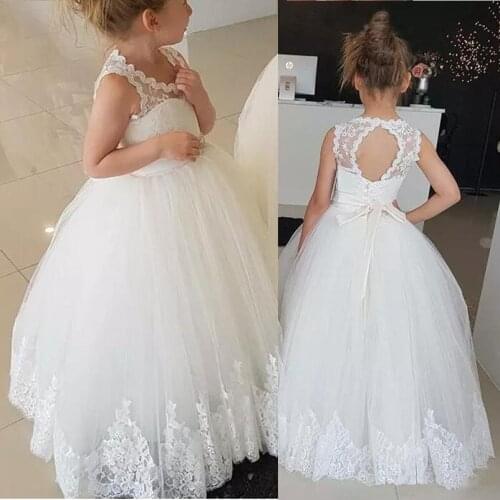 Elegant Kids Lace Flower Girl Dress For Wedding Backless Princess Prom Birthday Party First Communion Dress