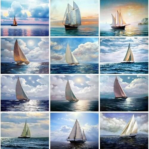 EverShine 5D Diamond Painting Kits Ship Picture Rhinestones Diamond Mosaic Landscape Cross Stitch Bead Embroidery Wall Decor