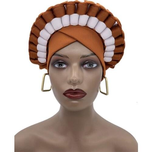 African Headtie Autogele Turban Caps for Women Ready to Wear Wedding Gele Muslim Headscarf Bonnets Female Head Wraps