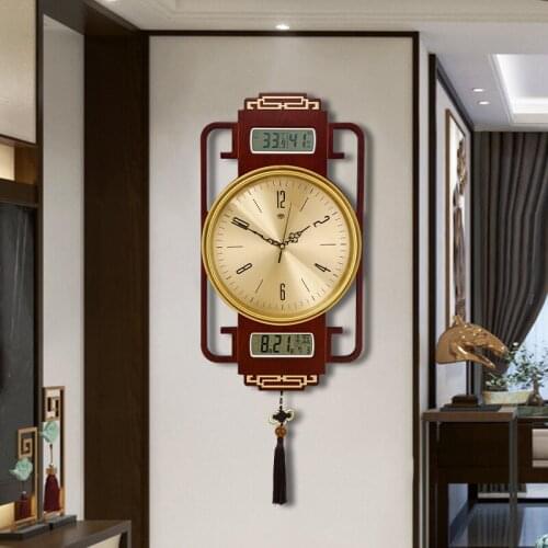 Chinese Large Wall Clock Wood Silent Living Room Creative Art Luxury Digital Wall Clock Vintage Reloj De Pared Home Decor DG50WC