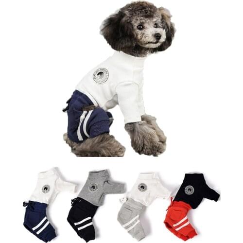 Dog Jumpsuit cotton autumn winter high collar bottom coat warm four corner clothing casual pet clothing soft fashion dog clothes