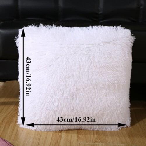 Short Plush Cushion Cover 43x43cm Soft Solid Color Sofa Chair Pillowcase Comfortable Office Car Back Cushion Case Home Decor