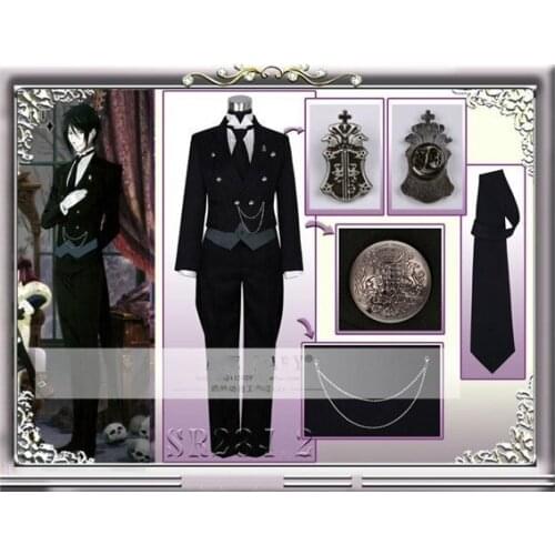 Amine Black Butler Sebastian Michaelis Cosplay Costume Kuroshitsuji Unisex Uniform for Men and Women