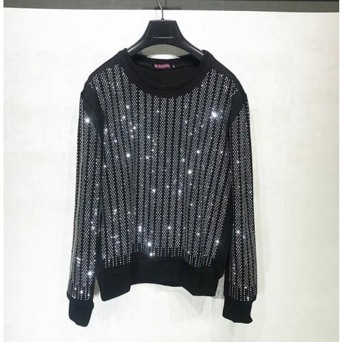 M-4XL!! Mens and womens same autumn and winter water drill round collar long sleeve shirt 2018 hot style wei clothes