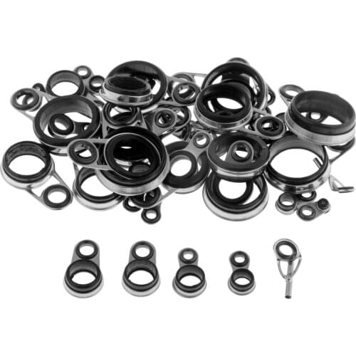 41pcs 1.0-18mm Steel Fishing Rod Guide Tips Set Pole Eye Rings Kit
