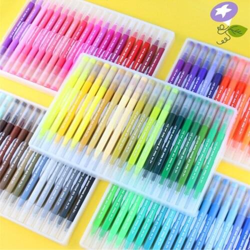 Lettering Markers 12/24/36/48/60 Colors Dual Tip Art Marker for Sketching Watercolor Brush Pen Set Calligraphy Pens Art Supplies