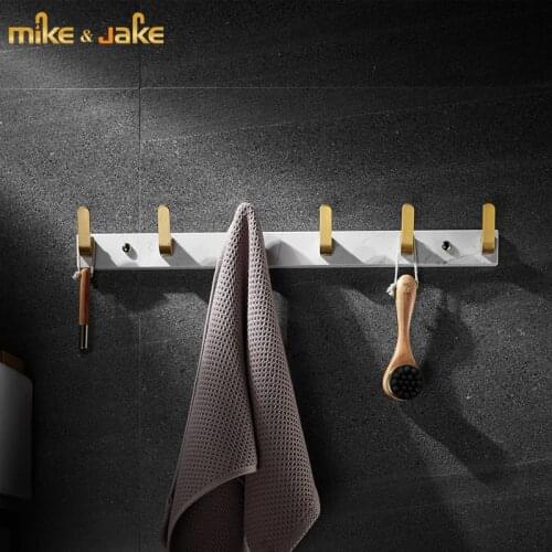 Light luxury marble clothes hook wall hanging wall bathroom clothes hook row 6 hooks clothes hook creativity robe hook