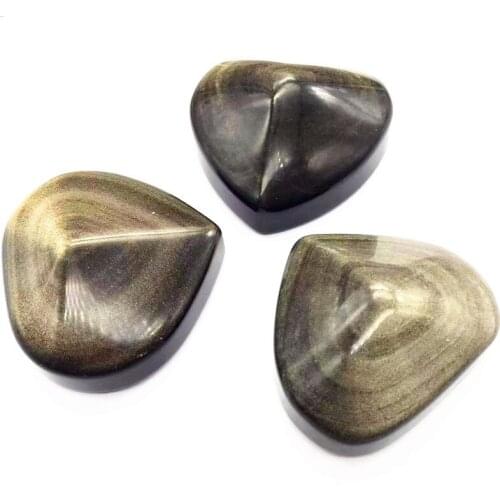 Natural Gold Obsidian Carved Heart Shape Healing Reiki Energy Figurine Gifts For Friend Home Decor