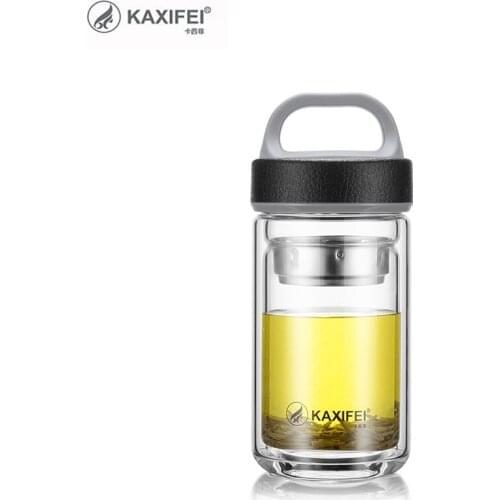 New 350/380/450ml Double Glass Water Bottle Brief Leakproof Bottle For Water With Stainless Steel Tea Filter Drink Bottle Tumble