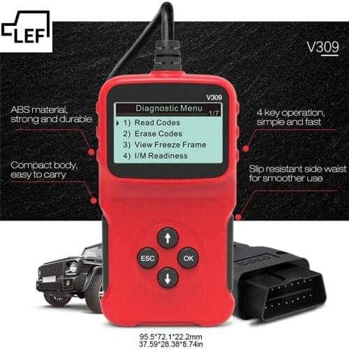 Newest V309 OBD2 OBDII Auto Car Diagnostic Scanner Handheld Car Diagnostic Repair Tool Automotive Erase/Reset Fault Codes Reader