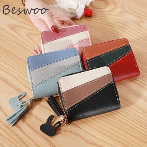 New Hot Sale Mini Wallets for Women Korean Patchwork Short Money Clutch Fashion Simple Leather Card Holder Coin Purses Wallet