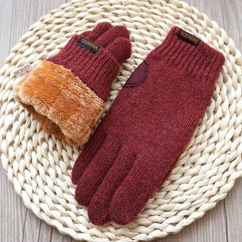 New Women Gloves Touch Screen Warm Gloves Fashion Female Winter Velvet Thick Warm Wool Kniting Gloves Mittens Free shipping