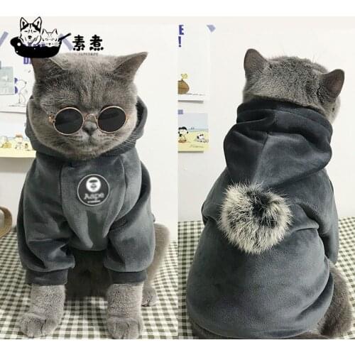 Pet Clothes Fleece Hooded Hairball Coat Jacket Cartoon Dog Clothes Funny Dog Belly Protection Clothing Dogs Cats Cool Pajamas