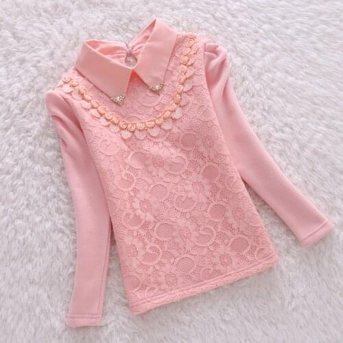 2020 Autumn girls blouse children clothes school girl blouse cotton lace child shirts blusas kids clothes pink white 3-14Y
