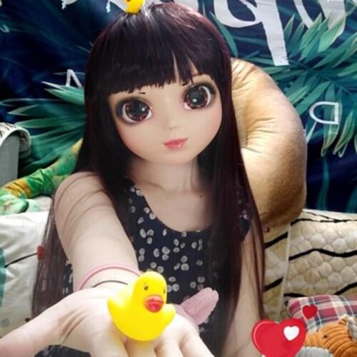 P-05)Female Sweet Girl Resin Half Head Kigurumi BJD Eyes Crossdress Cosplay Japanese Anime Role Lolita Mask With Eyes And Wig