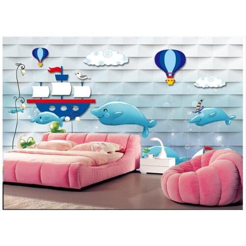 Custom 3d photo wallpaper for walls 3 d wall murals wallpaper 3d Mediterranean style balloon lighthouse dolphins background wall