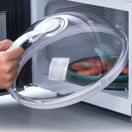 Professional Microwave Food Anti-Sputtering Cover Household Oven Heating Cover Dish Plate Transparent Cap Handle Cookware Parts