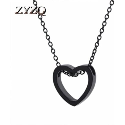 ZYZQ Simple Lovely Heart Necklace Meaningful Birthday Gift For Women Three Color Available Wholesale Lots&Bulk Necklace Jewel