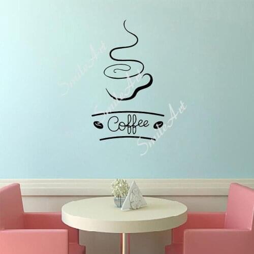 Drop Shipping Coffee Decorative Sticker Waterproof Home Decor For Living Room Bedroom Wall Art Decal